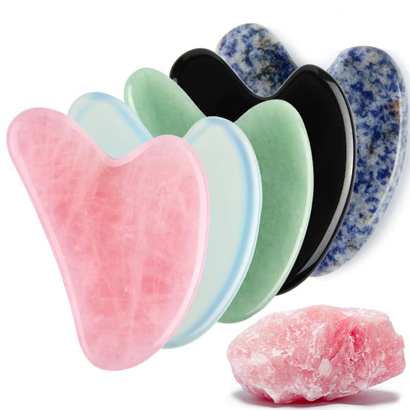 Gua Sha Massagesten i Äkta Jade/Rosenkvarts – Ansikts- & Nackmassage