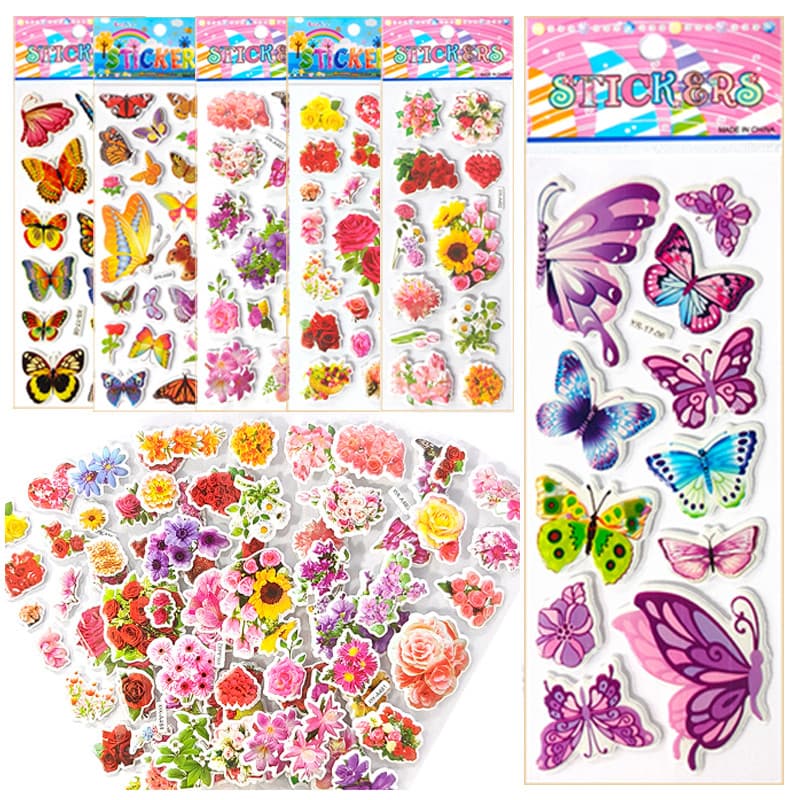3D Stickers – Fjärilar & Blommor / Dekoration för vägg, skåp & laptop